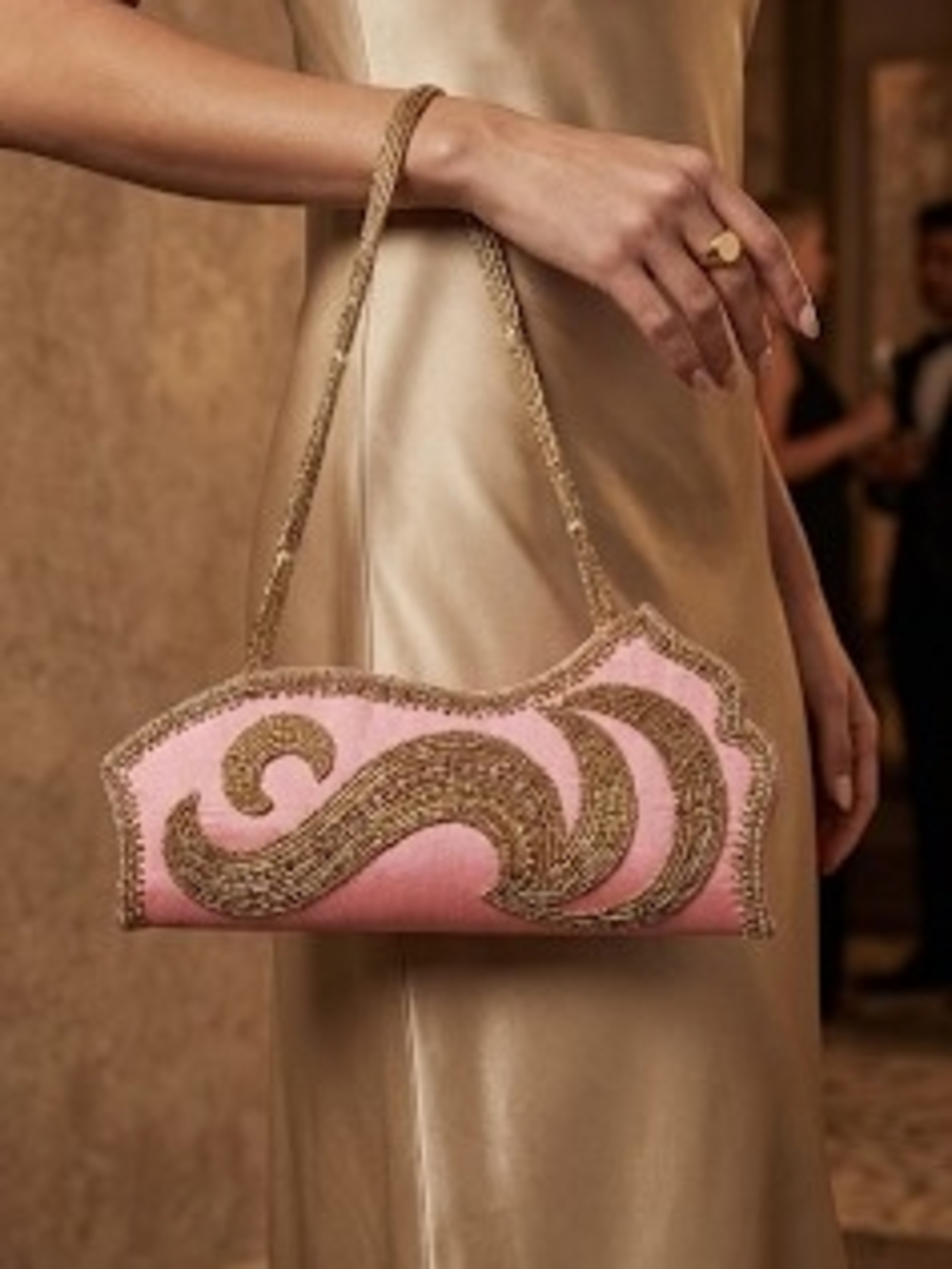 Elegant Pink Embellished Evening Clutch